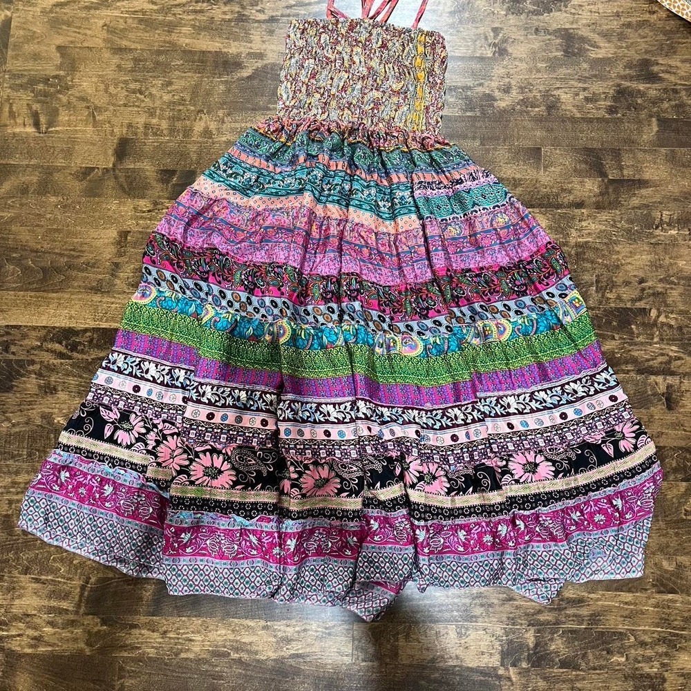 Boho multi colored pointelle skirt festival Y2K rave cottage